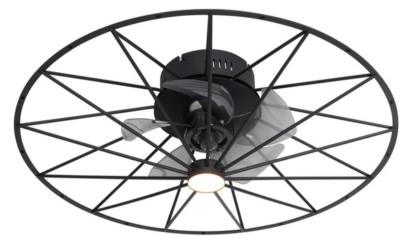 Stropní ventilátor černý 62 cm vč. LED stmívatelný s dálkovým ovládáním - Yaran