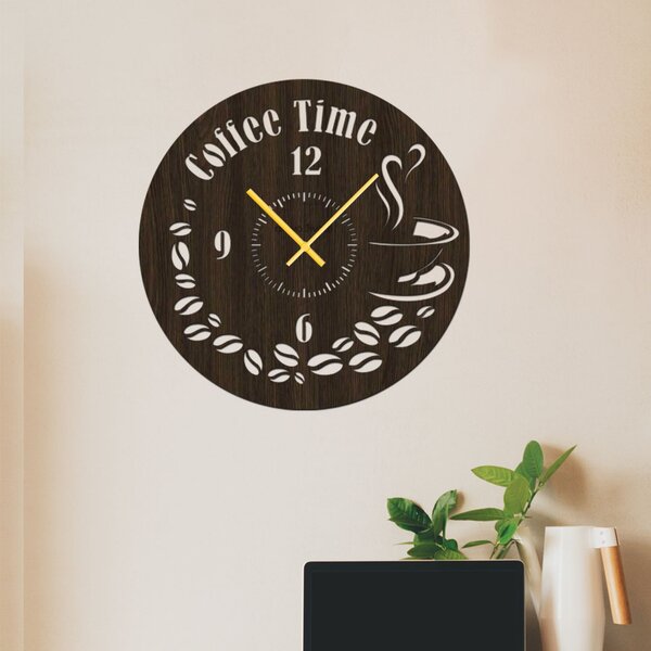 Nástěnné hodiny COFFEE TIME Zvolte barvu dekoru: Černá | Velikost hodin: 35x35