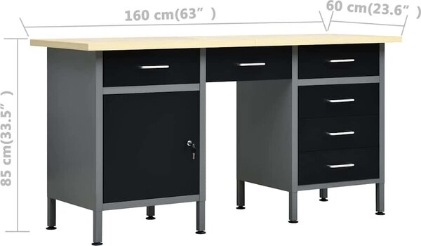 VidaXL Pracovní stůl se čtyřmi nástěnnými panely [3053429]