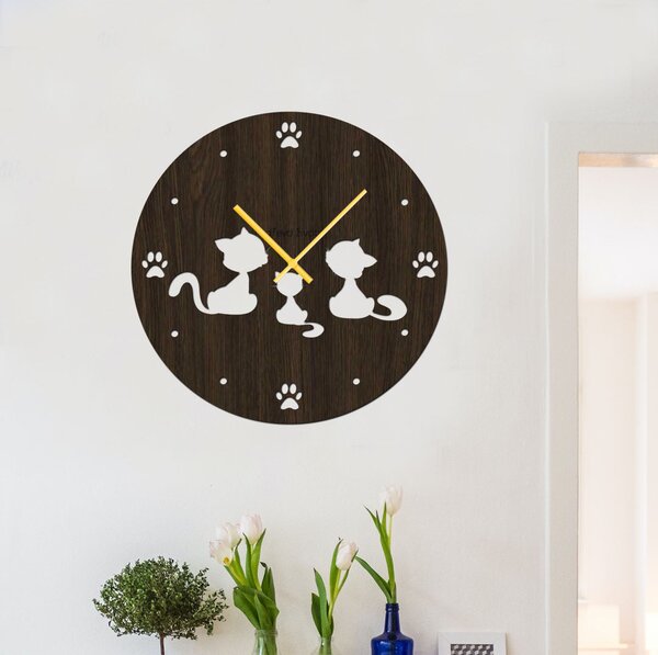 Nástěnné hodiny KITTY Zvolte barvu dekoru: Černá | Velikost hodin: 35x35