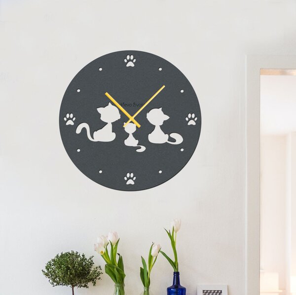 Nástěnné hodiny KITTY Zvolte barvu dekoru: Černá | Velikost hodin: 35x35