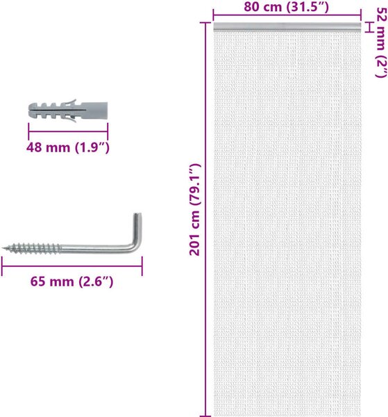 VidaXL Řetízkový dveřní závěs proti hmyzu 80 x 201 cm hliník [4010008]