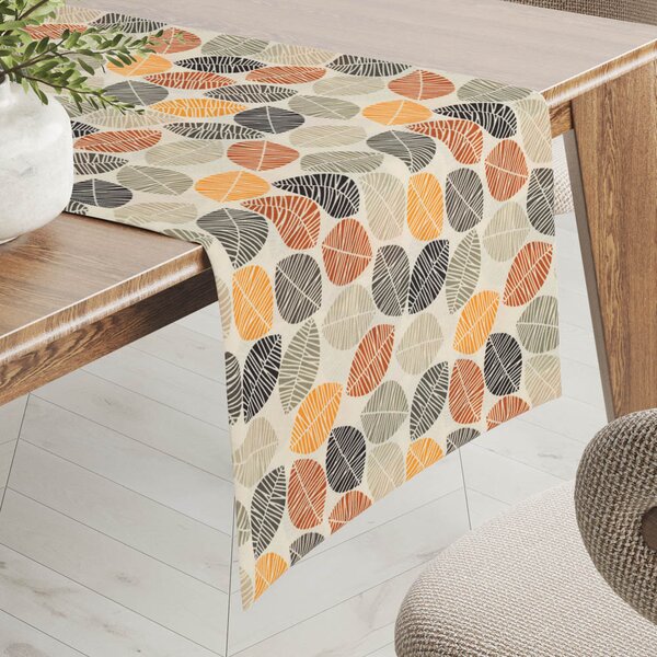 Biante Dekorační běhoun na stůl PML-072 Podzimní listy na krémovém 20x120 cm