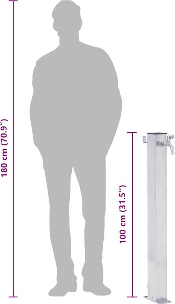 VidaXL Zahradní sloupek na vodu 100 cm nerezová ocel čtvercový [364499]