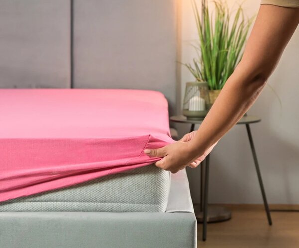 Prostěradlo JERSEY s gumou 80x200 cm RŮŽOVÁ 100% bavlna