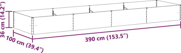 VidaXL Zahradní vyvýšený záhon Světle hnědá 390 x 100 x 36 cm [42017361]