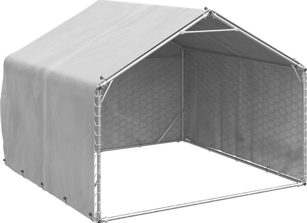 VidaXL Venkovní psí bouda s krytem 2x2x1,5 m pozinkovaná ocel [4105408]
