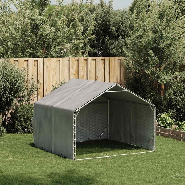 VidaXL Venkovní psí bouda s krytem 2x2x1,5 m pozinkovaná ocel [4105408]
