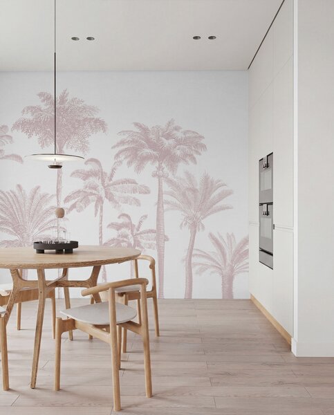 Fototapety Tropické palmy oáza minimální růžové barvy, Fototapety příroda, w08111v1 : uwalls.cz