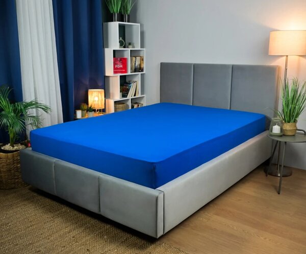 Prostěradlo JERSEY s gumou 90x200 cm TMAVĚ MODRÁ 100% bavlna