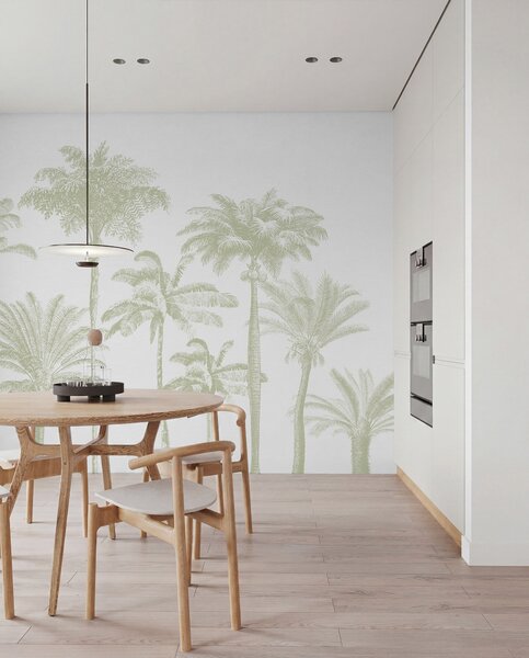 Fototapety Tropické palmy oáza minimální zelené barvy, Fototapety příroda, w08111v3 : uwalls.cz