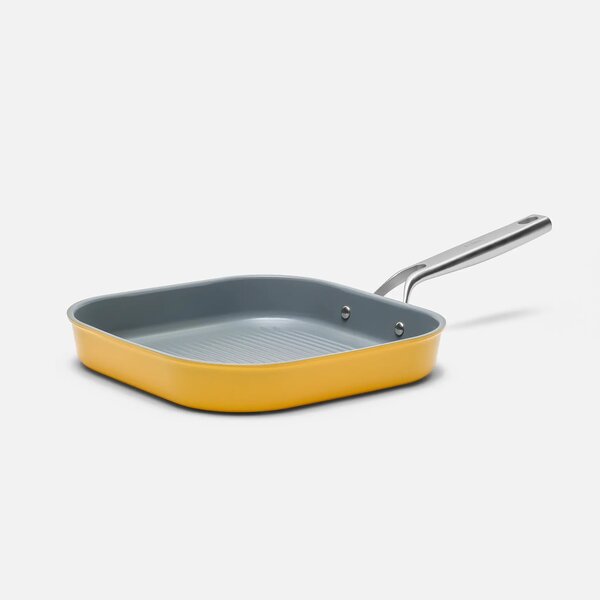Fabini Nepřilnavá hranatá grilovací pánev Meda 3.0 s keramickým povrchem bez poklice Ø 28 cm, žlutá