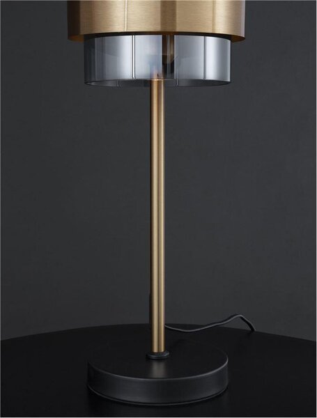 Nova Luce Stolní lampa SIANNA kouřové sklo mosazný zlatý kov E27 1x12W
