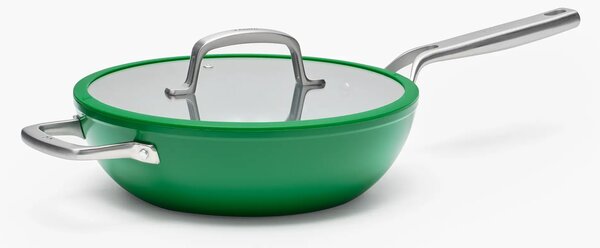 Fabini Nepřilnavá pánev WOK Meda 3.0 s keramickým povrchem s poklicí Ø 28 cm, zelená