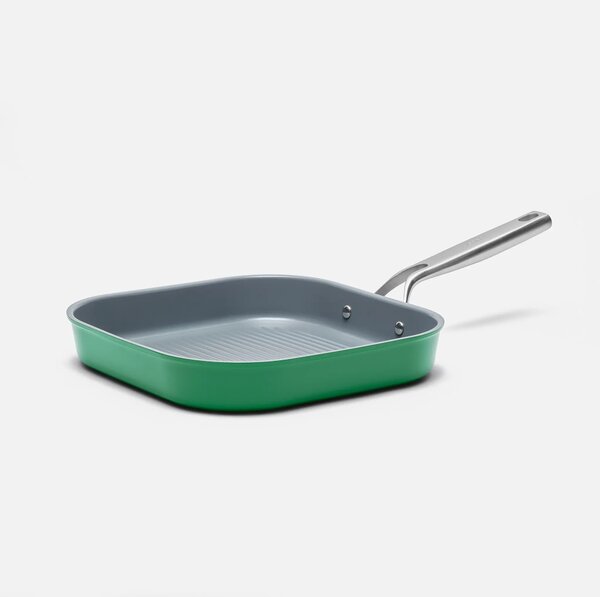 Fabini Nepřilnavá hranatá grilovací pánev Meda 3.0 s keramickým povrchem bez poklice Ø 28 cm, zelená