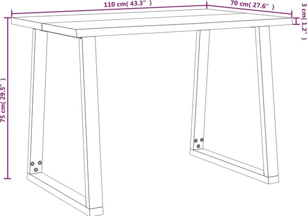 VidaXL Jídelní stůl s živou hranou 110x70x75 cm masivní akáciové dřevo [353288]