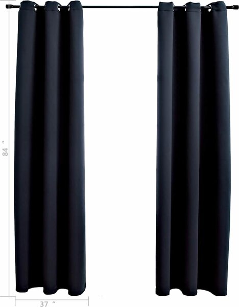 VidaXL Zatemňovací závěsy s kroužky 2 ks 97 x 213 cm látkové [134835] Barva: Černá