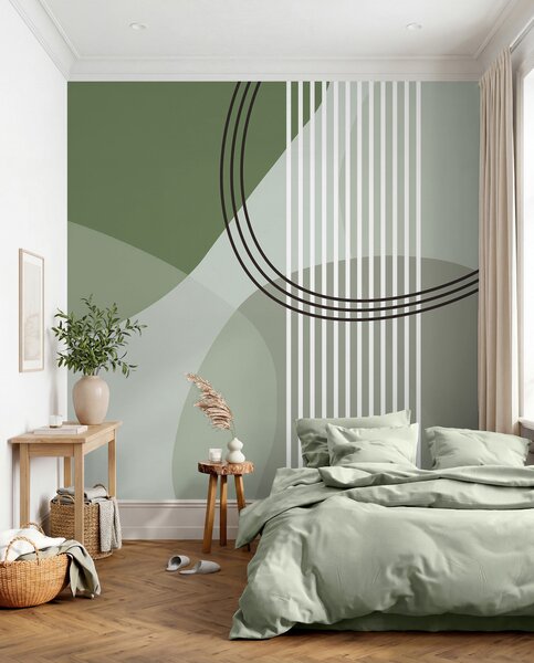 Fototapety Geometrické linie abstrakce a kruh minimalismus moderní styl zelené barvy, Fototapety abstraktní, w08173v1 : uwalls.cz