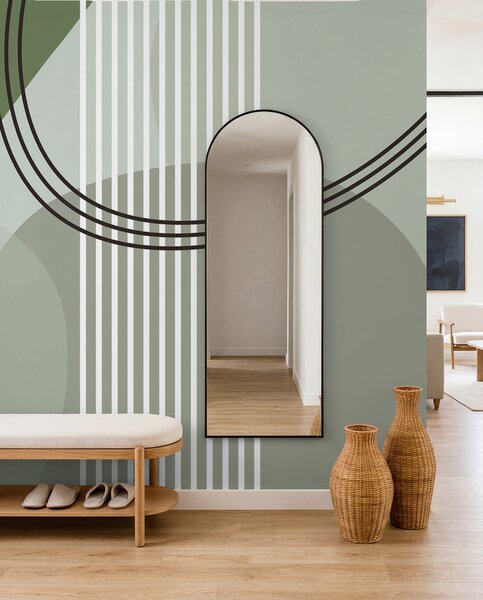 Fototapety Geometrické linie abstrakce a kruh minimalismus moderní styl zelené barvy, Fototapety abstraktní, w08173v1 : uwalls.cz