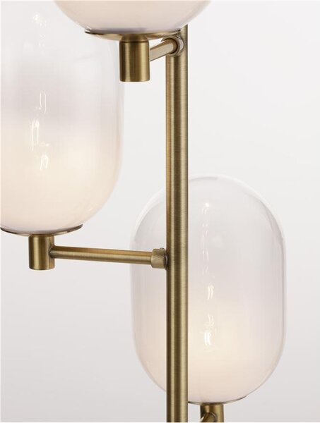 Nova Luce Stojací lampa BALOR opálové sklo a mosazný kov 4xG9