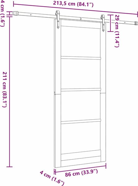 VidaXL Posuvné dveře ORKDAL 86 x 211 cm Masivní borovicové dřevo [3445610] Barva: Přírodní