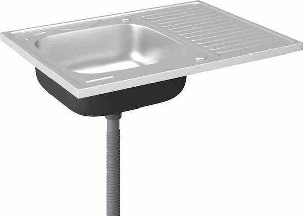 VidaXL Kuchyňský dřez s odtokem stříbrný 800x600x155 mm nerezová ocel [147233]