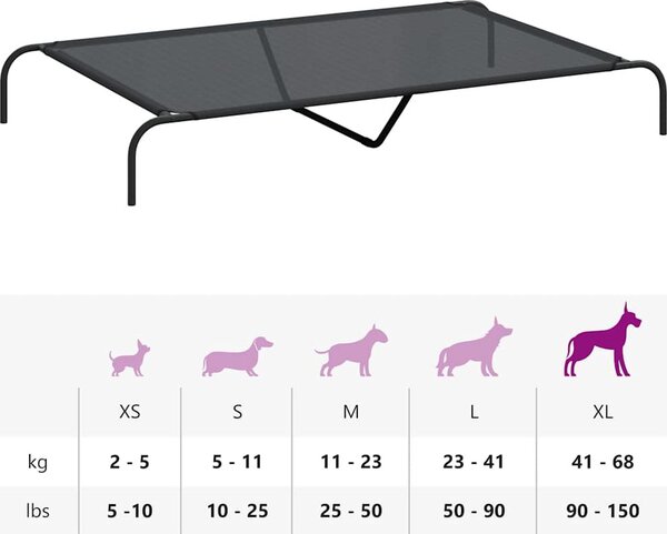 VidaXL Zvýšený pelíšek pro psy 150x90x20 cm Textilén a ocel [42000837] Barva: Šedá