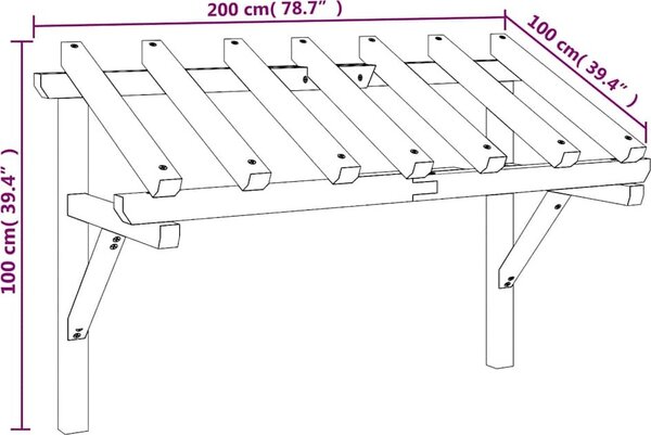 VidaXL Vchodová stříška 200 x 100 x 100 cm masivní borovice [49454]