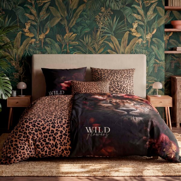 Povlečení WILD FLOWER leopard, 70x90 a 135x200 cm