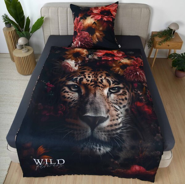 Povlečení WILD FLOWER leopard, 70x90 a 135x200 cm