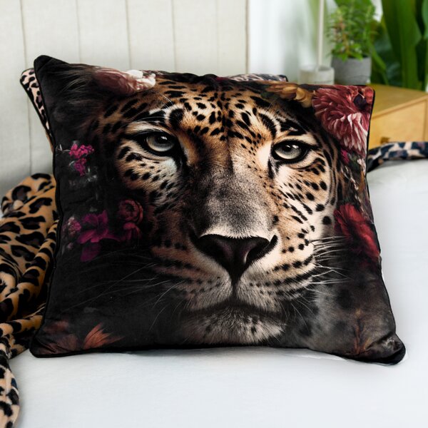 Polštář WILD FLOWER leopard, 50x50 cm