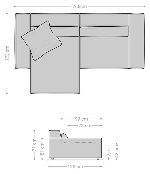 DELIFE Rohová pohovka Sirpio XL 270x170 cm manšestr béžová variabilní lenoška