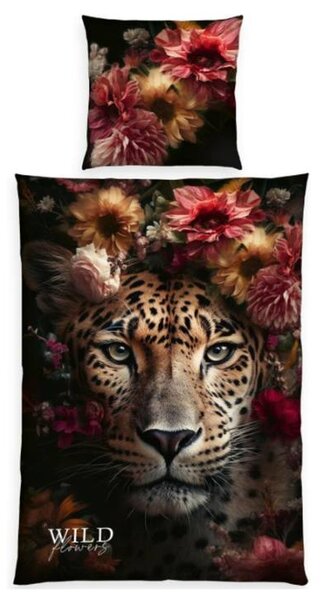 Povlečení WILD FLOWER leopard, 70x90 a 135x200 cm