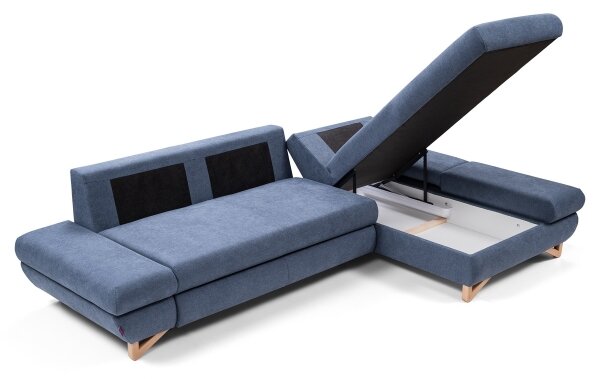 Rozk. rohová čalouněná sedací souprava s úlož. prostorem do L AVESTA pravá modrá