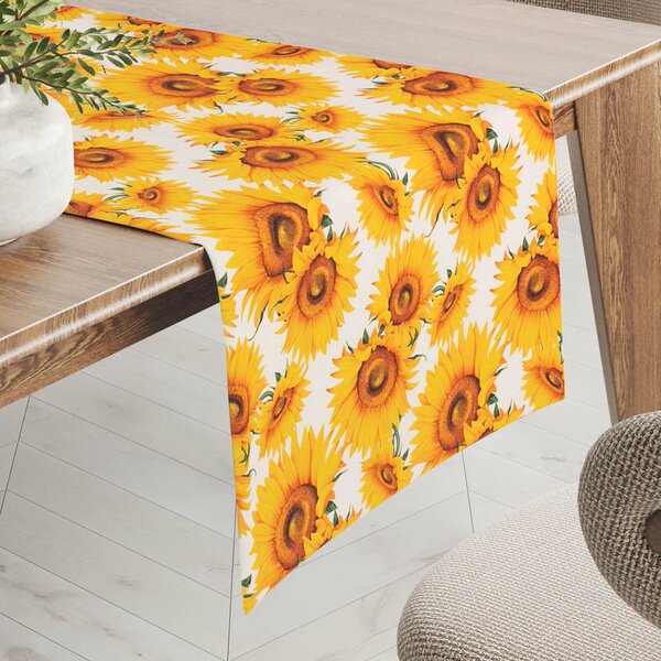 Biante Dekorační běhoun na stůl PML-102 Slunečnice na bílém 20x120 cm