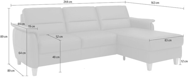 ROHOVÁ SEDAČKA, kůže, světle šedá Sit & More - Sedací soupravy, Online Only