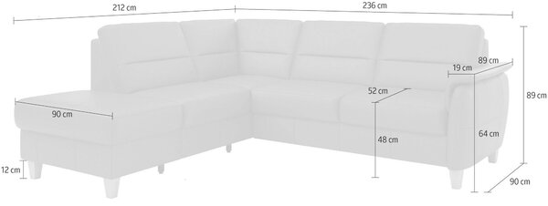 ROHOVÁ SEDAČKA, kůže, světle šedá Sit & More - Sedací soupravy, Online Only
