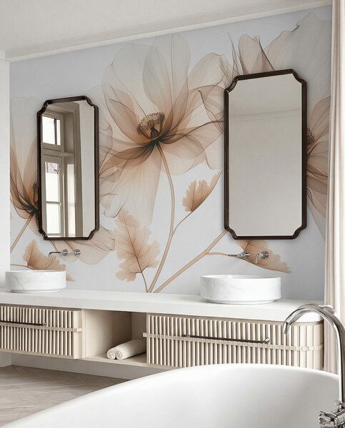 Fototapety Jemný rentgenový styl průhledný květ na bílém pozadí Minimalistický, Fototapety květiny, Fototapety velké, w01482 : uwalls.cz