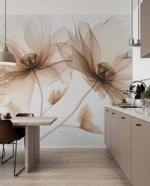 Fototapety Jemný rentgenový styl průhledný květ na bílém pozadí Minimalistický, Fototapety květiny, Fototapety velké, w01482 : uwalls.cz