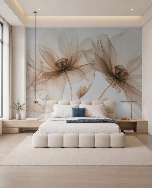 Fototapety Jemný rentgenový styl průhledný květ na bílém pozadí Minimalistický, Fototapety květiny, Fototapety velké, w01482 : uwalls.cz