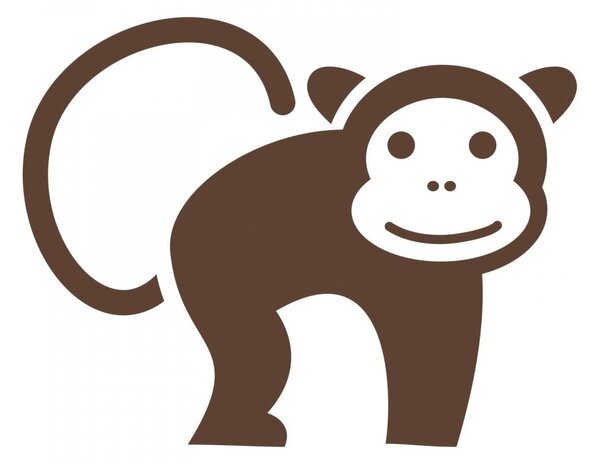 Opička - dětské samolepky na zeď zvířátka z džungle purpurová