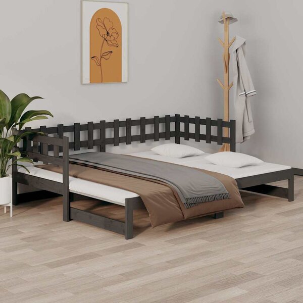VidaXL Výsuvná postel 2x (90 x 200) cm masivní borovice [820773] Barva: Bílá