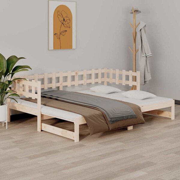 VidaXL Výsuvná postel 2x (90 x 200) cm masivní borovice [820773] Barva: Bílá