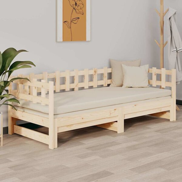 VidaXL Výsuvná postel 2x (90 x 200) cm masivní borovice [820773] Barva: Bílá
