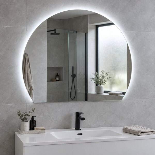 Půlkruhové zrcadlo do koupelny s LED osvětlením E7