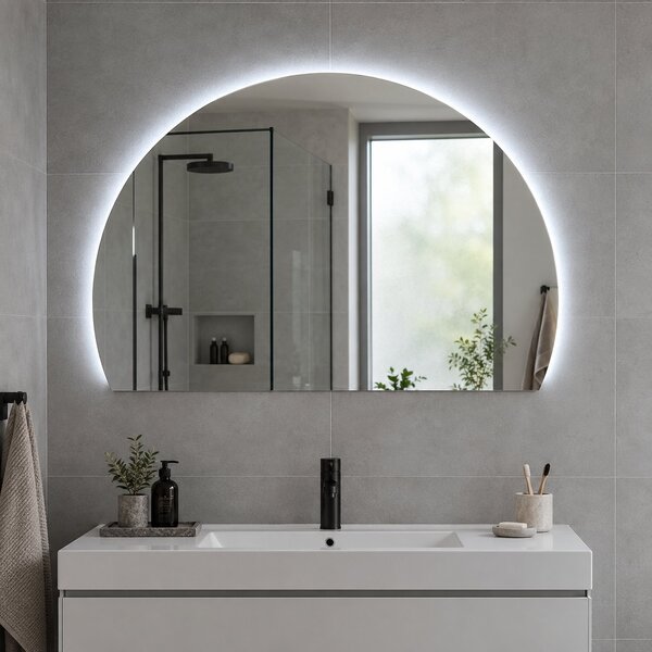 Půlkruhové zrcadlo do koupelny s LED osvětlením E7