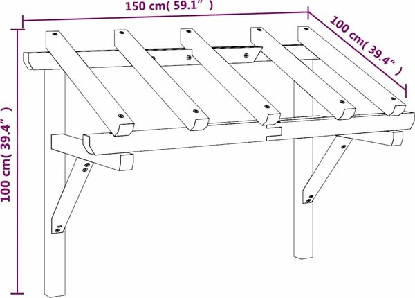VidaXL Vchodová stříška 150 x 100 x 100 cm masivní borovice [49452]