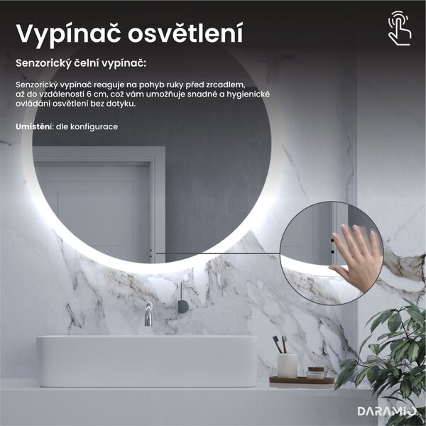 Půlkruhové zrcadlo do koupelny s LED osvětlením E7