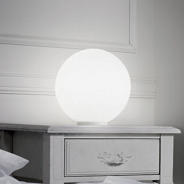 Ideallux Ideal Lux stolní lampa Mapa, Ø 20 cm, opálové sklo, koule, E27, Bílá / opál, Obývací pokoj / jídelna, Sklo, Koule