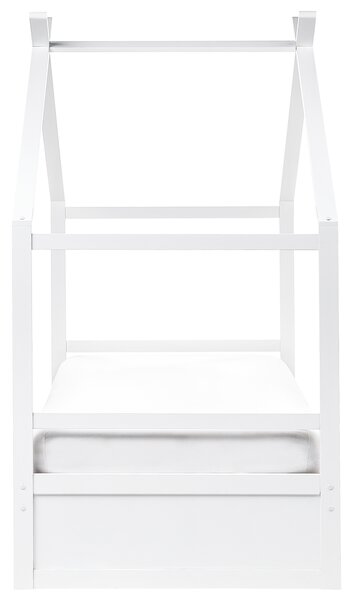Dětská postel Domek Borovicové dřevo ORGEVAL 90 x 200 cm s úložným prostorem Bílá